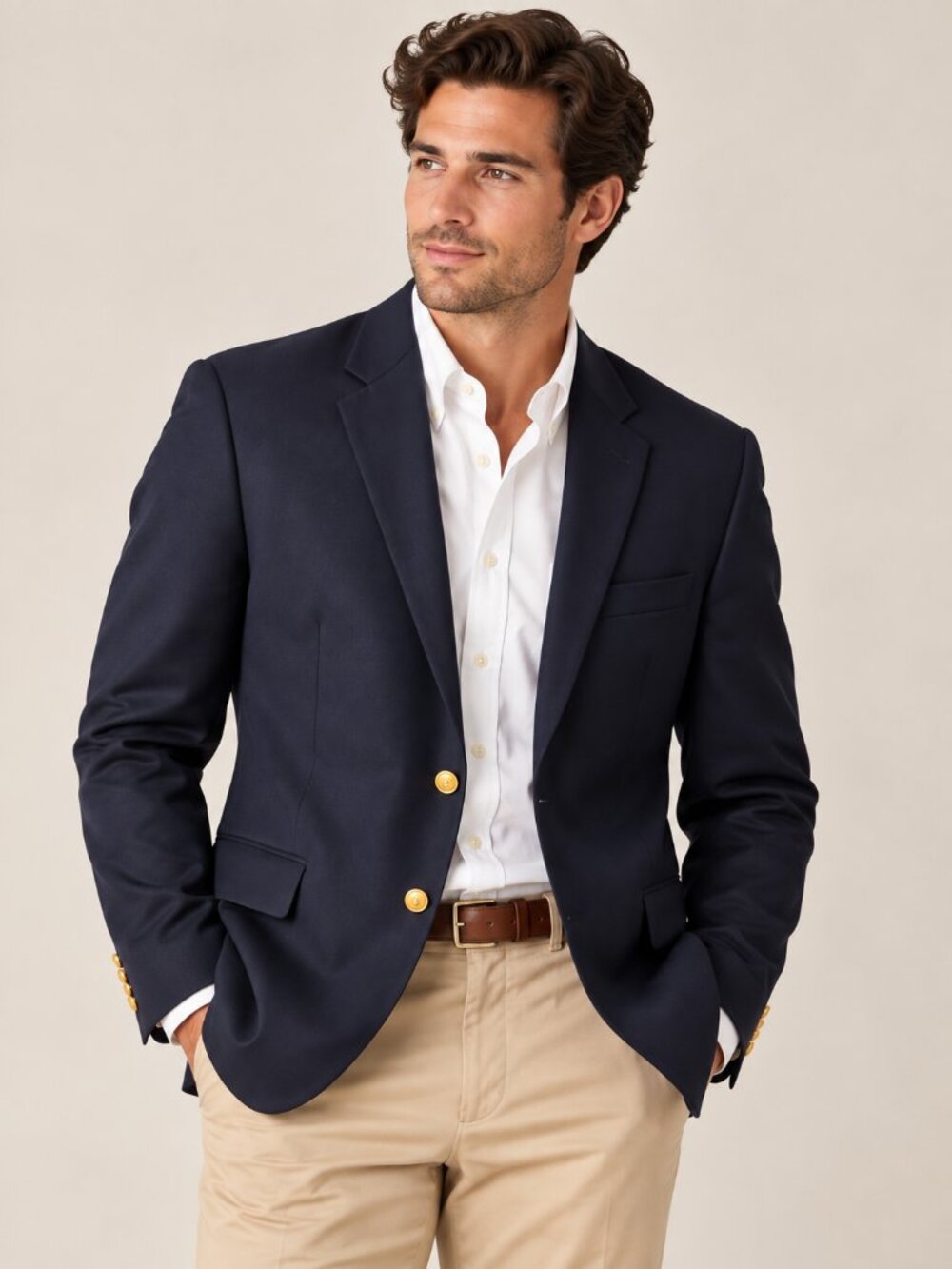 Lauren Ralph Lauren Blazer 48R Navy Wool Gold Crest Buttons Preppy Ivy League
